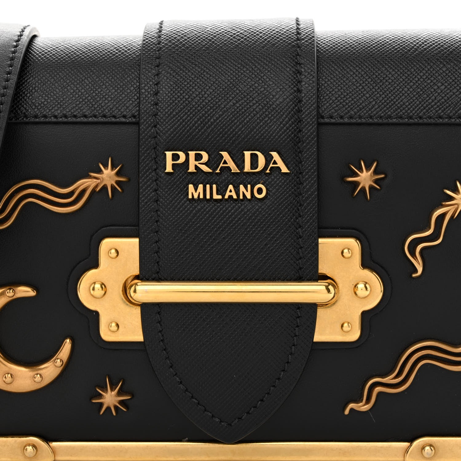 Prada City Calf Saffiano Cahier Astrology Bag Black 8 of 13