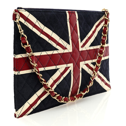 Chanel Velvet Union Jack Clutch Navy Red 3 of 9