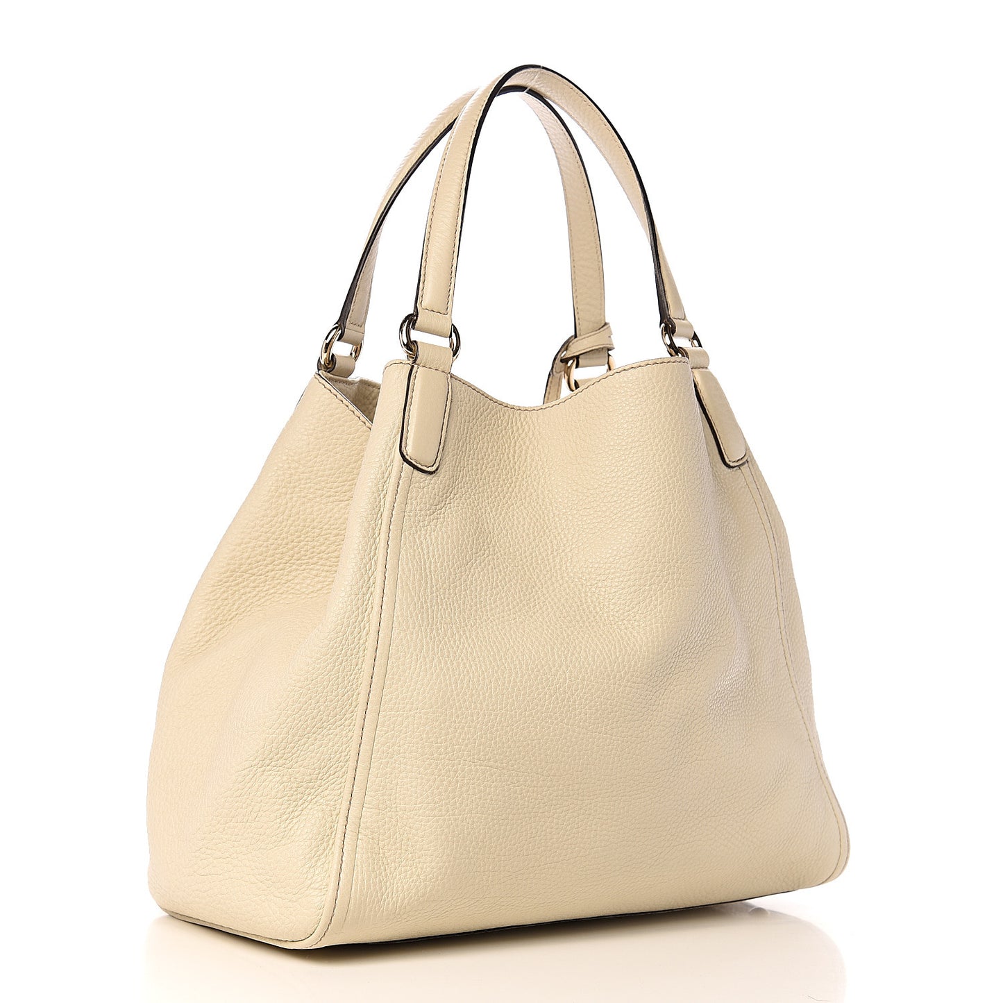 Pebbled Calfskin Medium Soho Shoulder Bag Off White