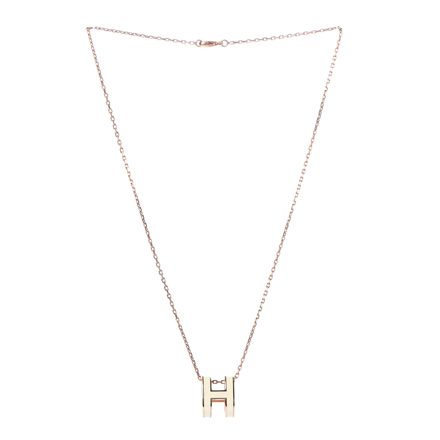 Lacquered Rose Gold Pop H Pendant Necklace White