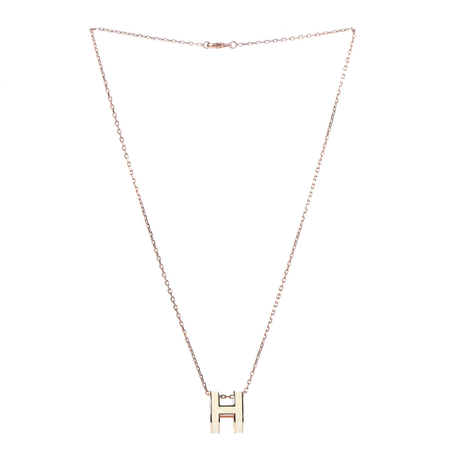Hermes Lacquered Rose Gold Pop H Pendant Necklace White 3 of 6