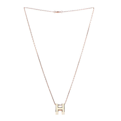 Hermes Lacquered Rose Gold Pop H Pendant Necklace White 3 of 6