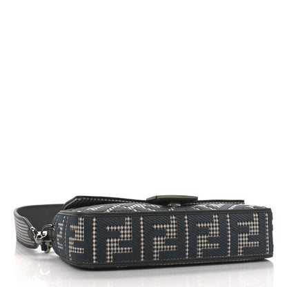 Fendi Wool Vitello King Houndstooth FF Embroidered Baguette Grigio Anthracite 4 of 8