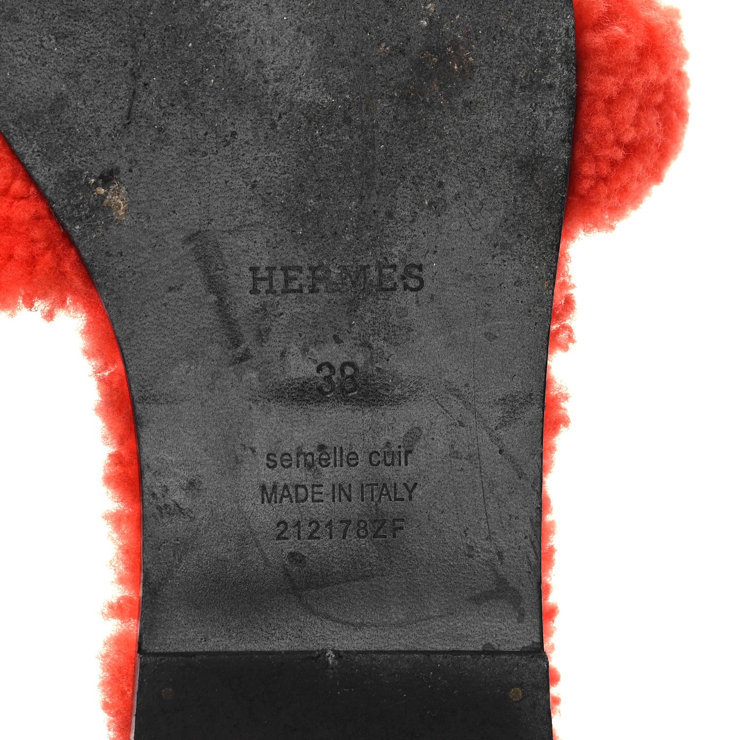 Hermes Woolskin Oran Sandals 38 Orange 6 of 7