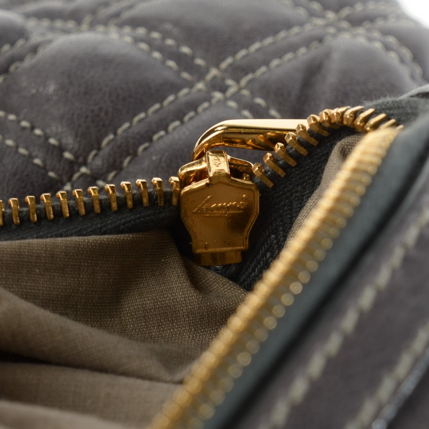 Calfskin Quilted Stam Dark Grey