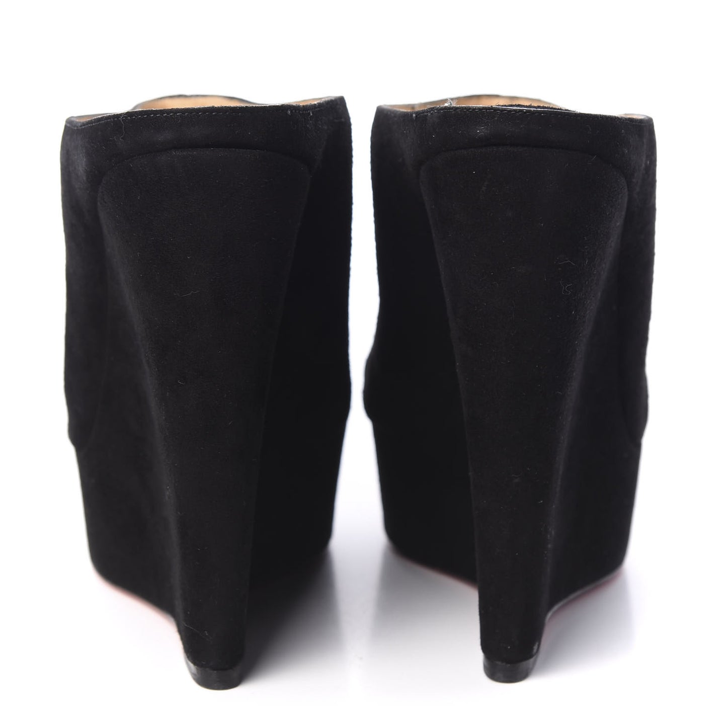 Veau Velours Affiche Peep Toe Wedge Slides 40 Black