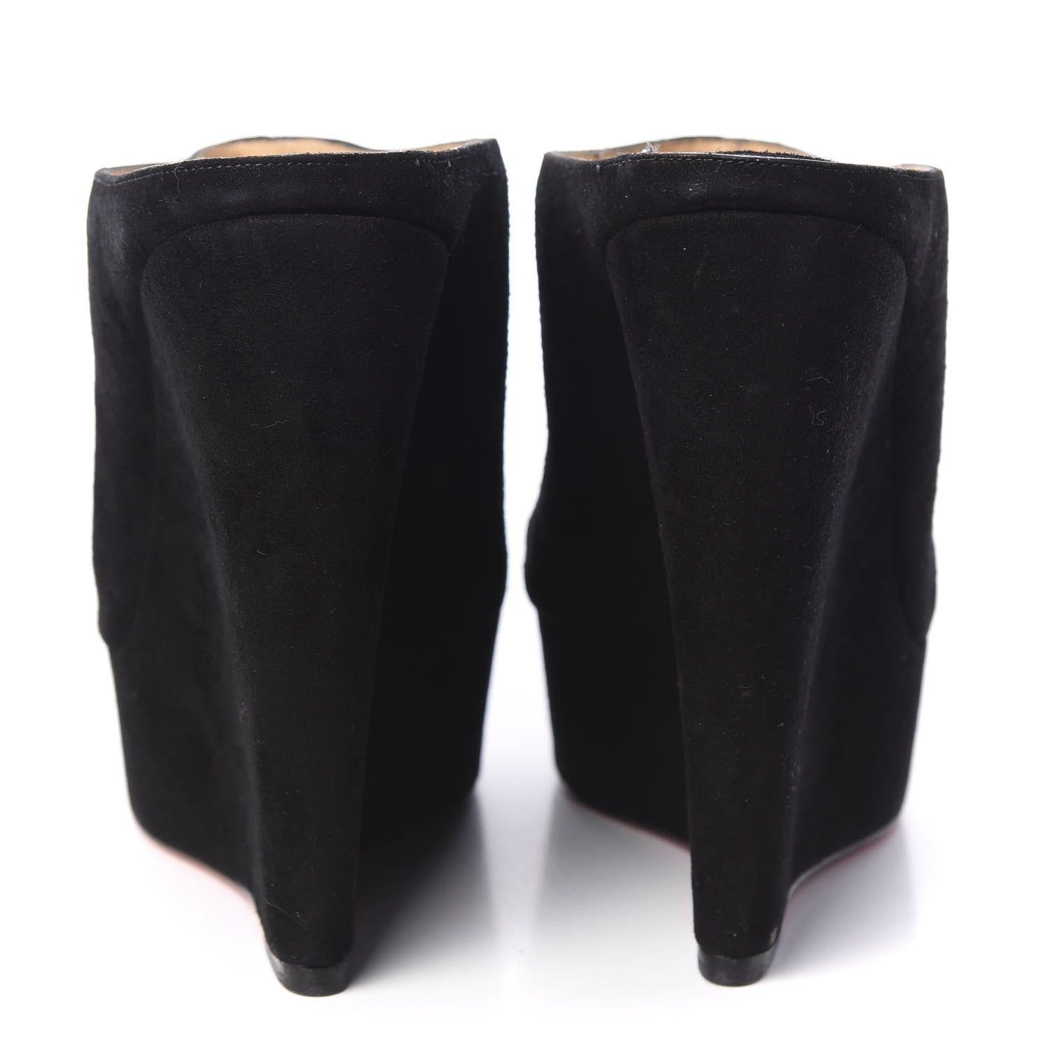 Christian Louboutin Veau Velours Affiche Peep Toe Wedge Slides 40 Black 5 of 8