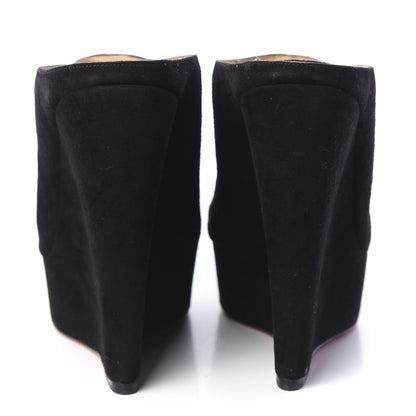 Christian Louboutin Veau Velours Affiche Peep Toe Wedge Slides 40 Black 5 of 8