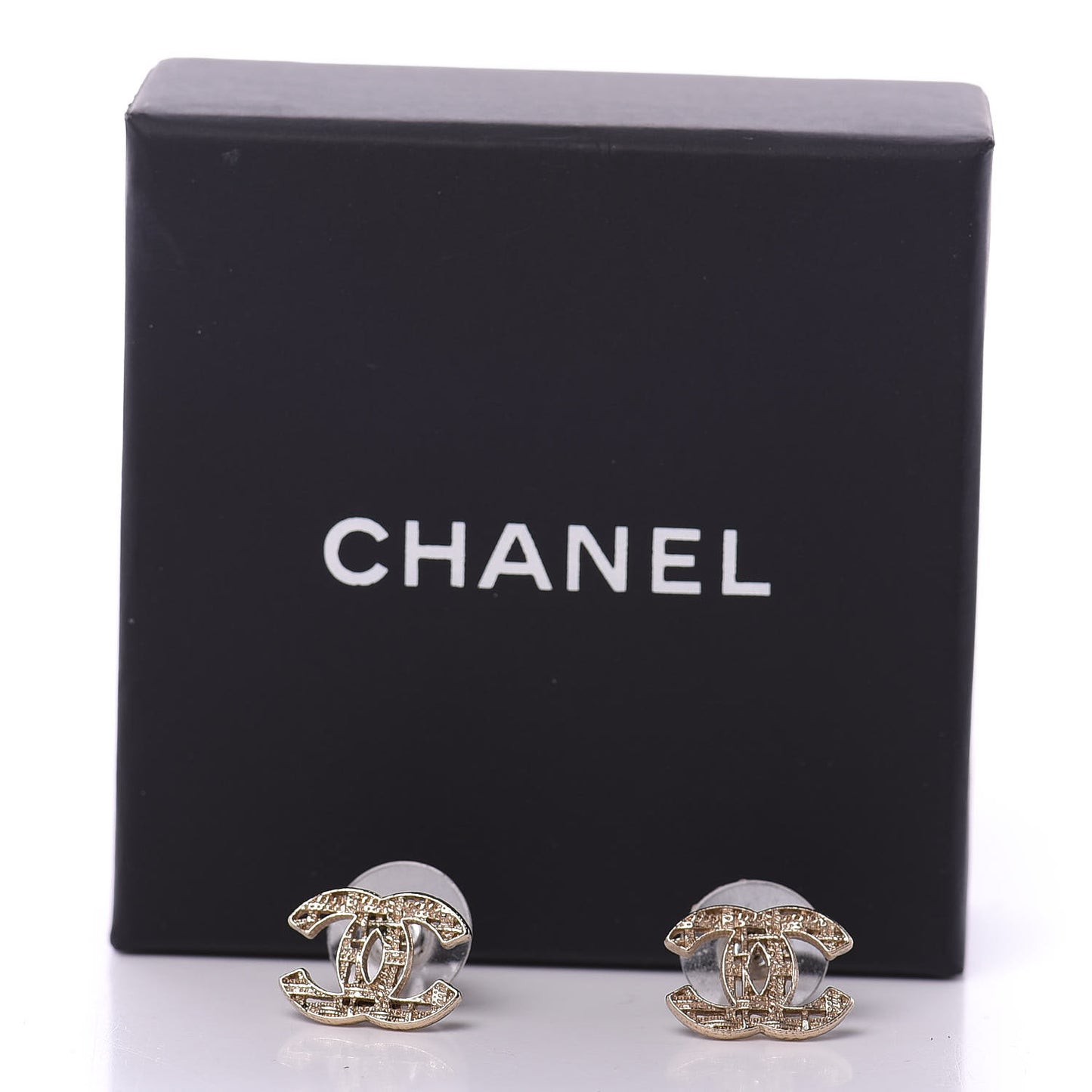 Tweed Effect CC Earrings Gold