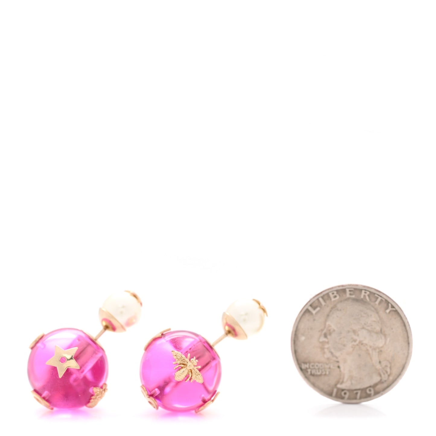 Resin Pearl Dior Tribales Earrings Gold White Transparent Rani Pink