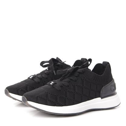 Chanel Mixed Fibers Quilted Womens CC Sneakers 35.5 Black 3 of 8