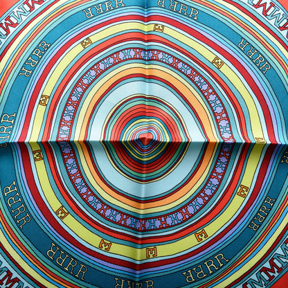 Hermes Silk Tohu Bohu Pocket Square Rouge Bleu Vert Pomme Canard 3 of 4