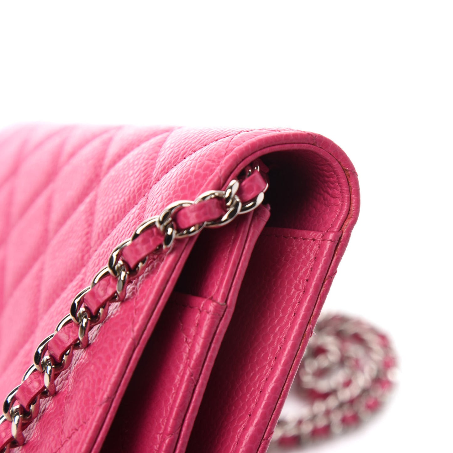 Caviar Quilted Wallet on Chain WOC Pink