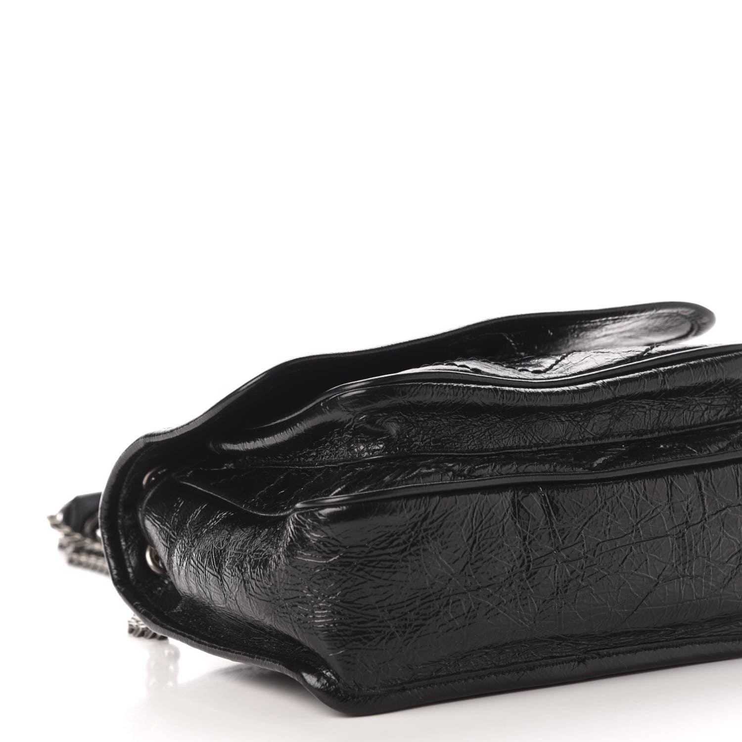 Saint Laurent Crinkled Calfskin Matelasse Monogram Baby Niki Chain Satchel Black 8 of 10