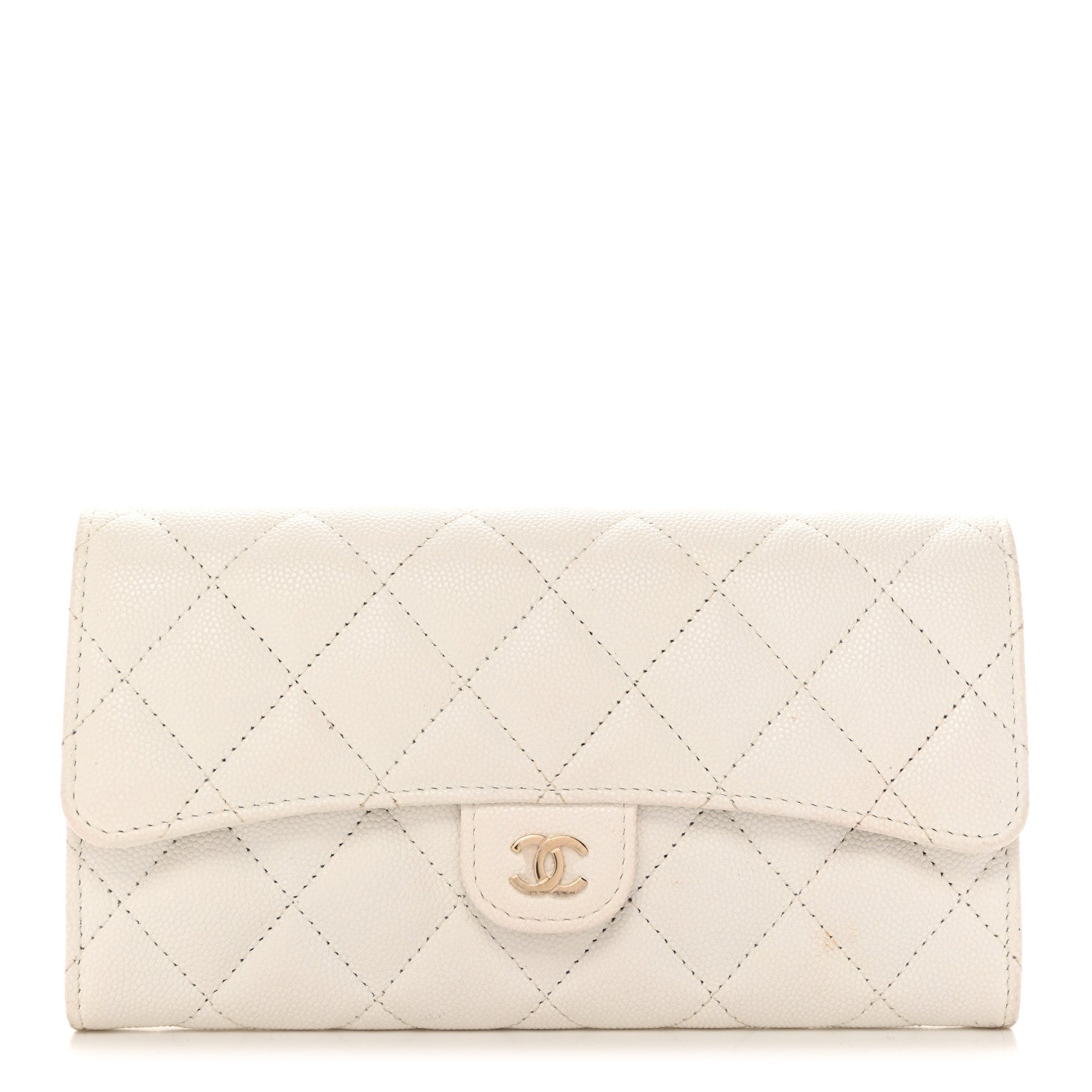 Chanel Caviar Quilted Large Flap Wallet White 1 of 12