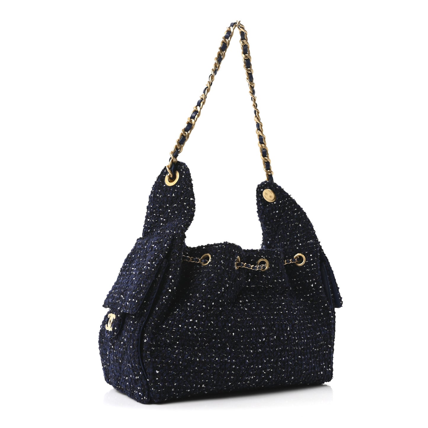 Tweed Quilted Small Chanel 25 Handbag Blue