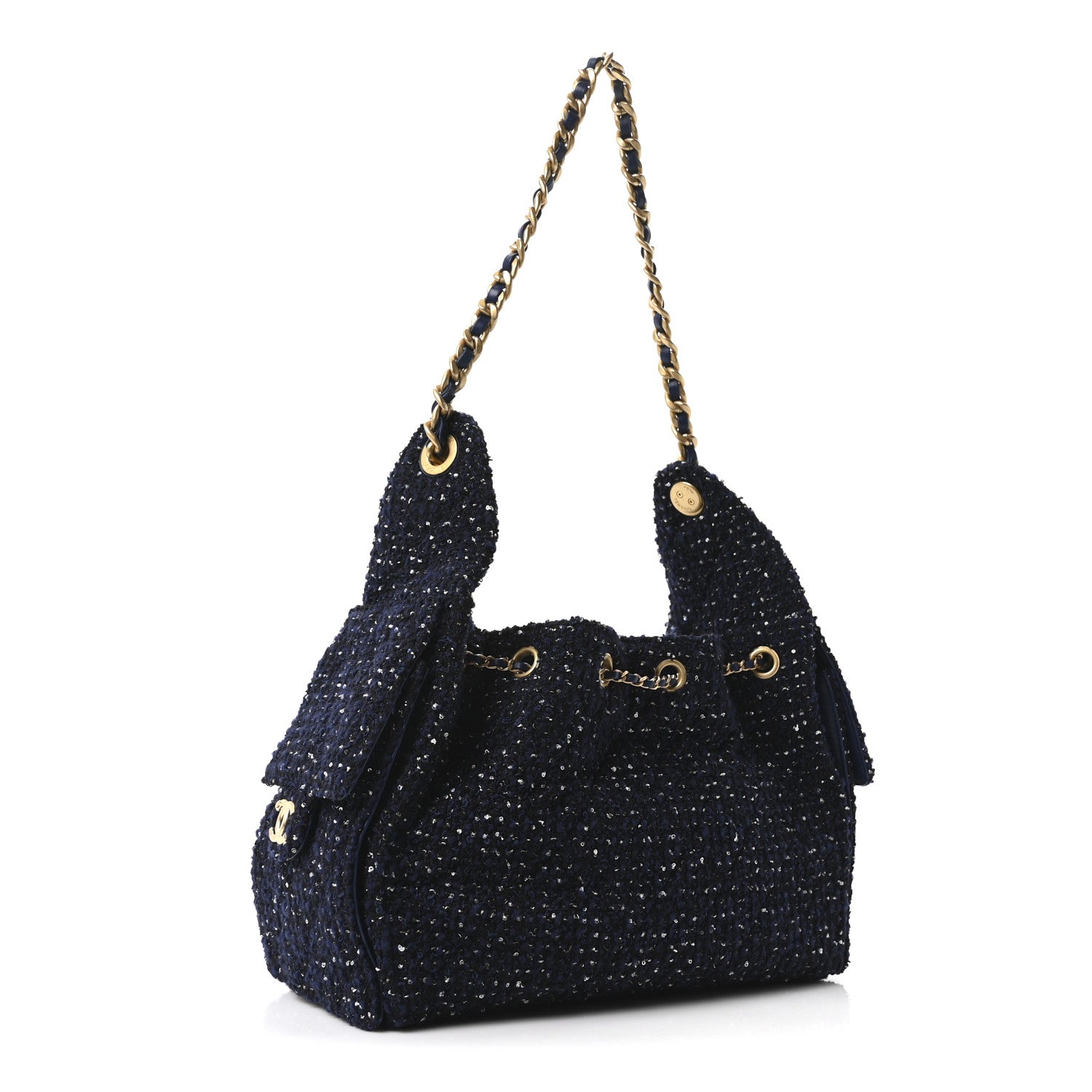 Chanel Tweed Quilted Small Chanel 25 Handbag Blue 3 of 10