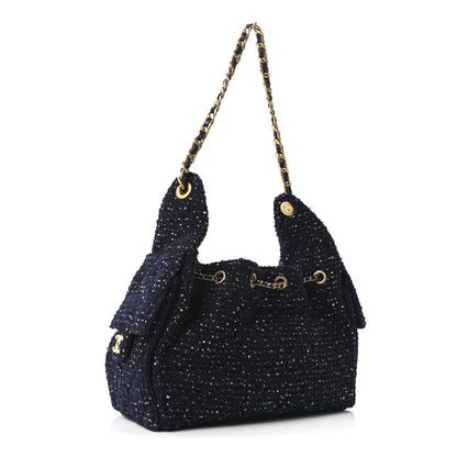 Chanel Tweed Quilted Small Chanel 25 Handbag Blue 3 of 10
