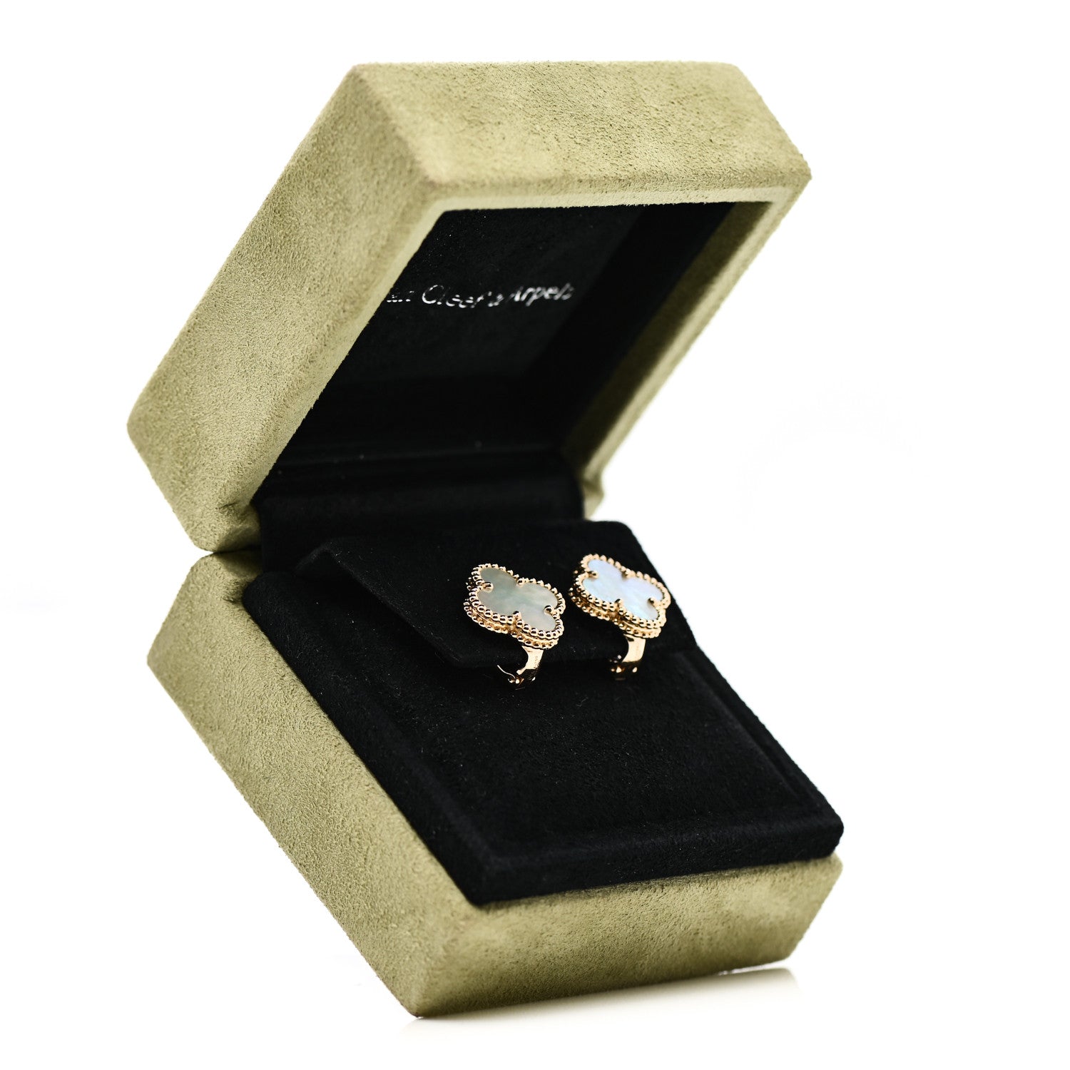 Van Cleef & Arpels 18K Yellow Gold Mother of Pearl Vintage Alhambra Earrings 6 of 6