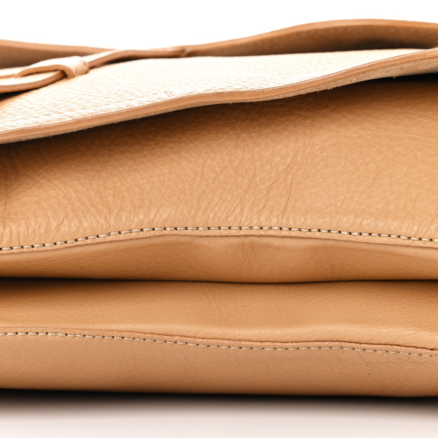 Grained Calfskin Saddle Messenger Bag Beige