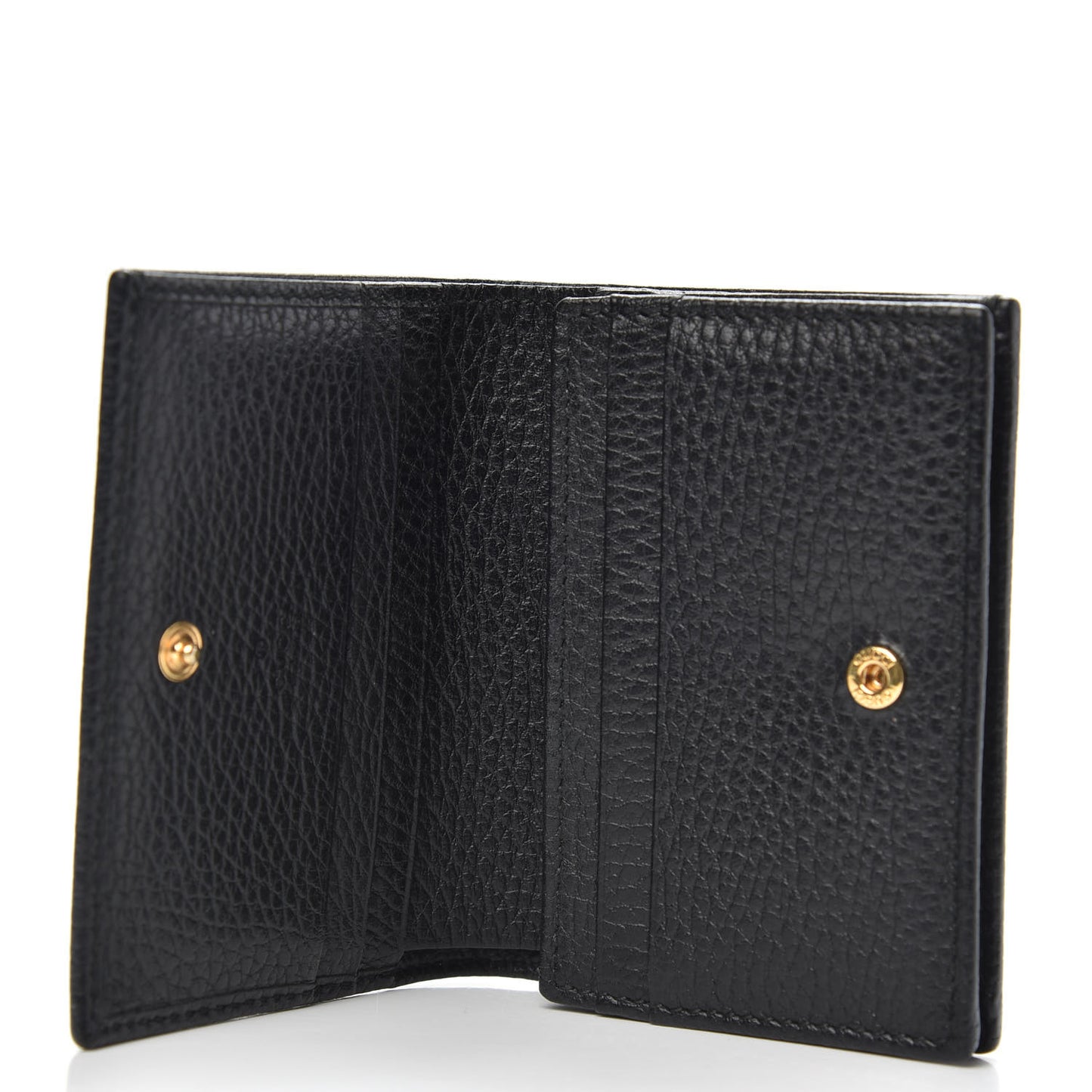 Pebbled Calfskin GG Marmont Card Case Black