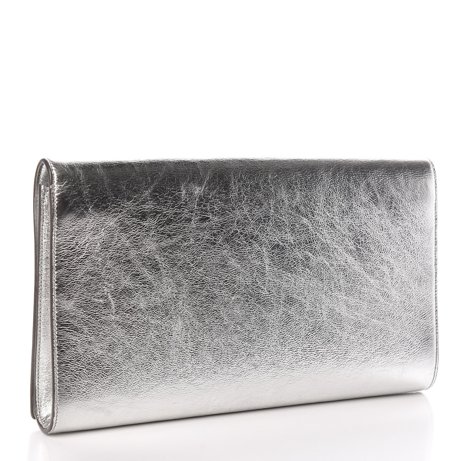Saint Laurent Metallic Calfskin Monogram Large Belle De Jour Clutch Silver 3 of 9