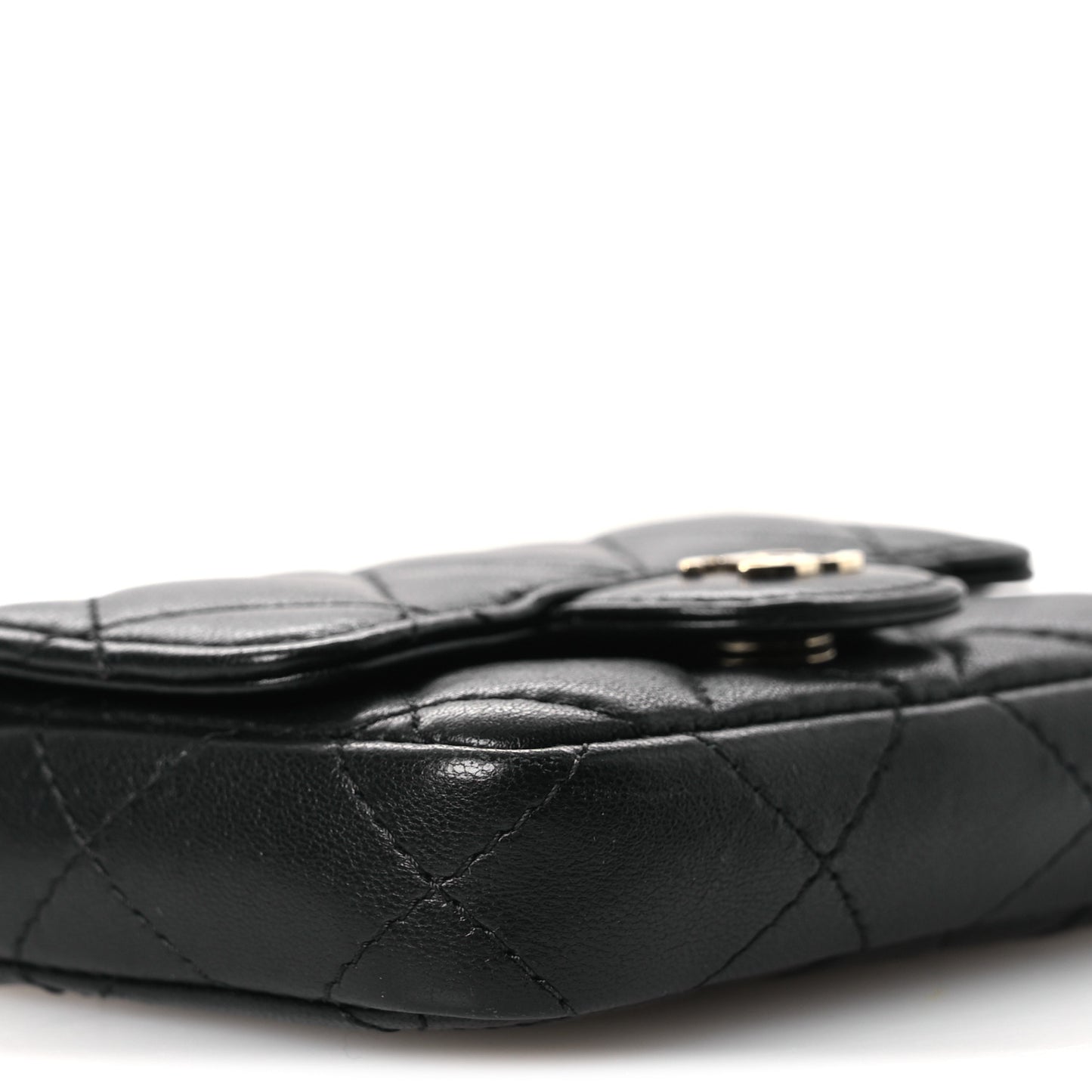 Lambskin Quilted Mini Chain Belt Bag Black