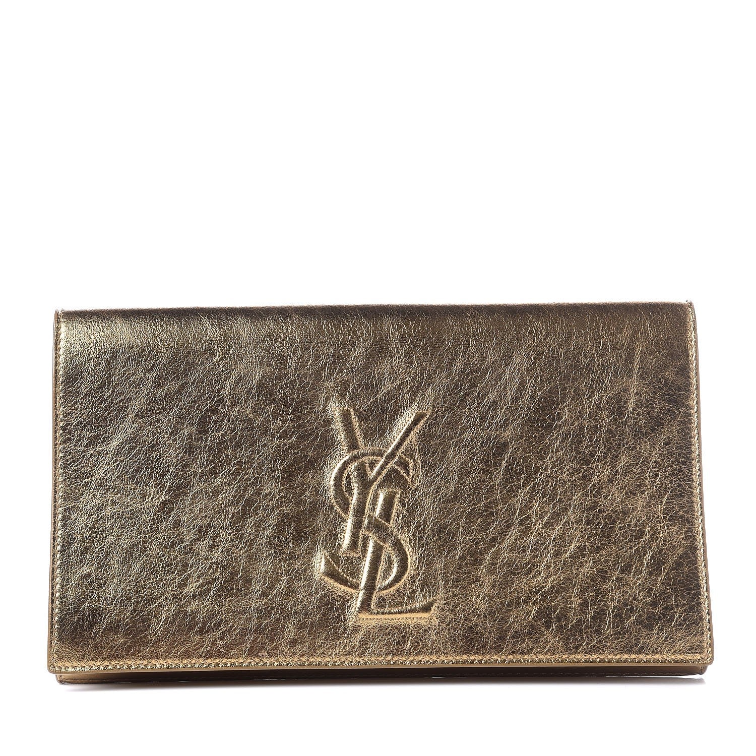 Saint Laurent Metallic Calfskin Monogram Large Belle De Jour Clutch Gold 1 of 7