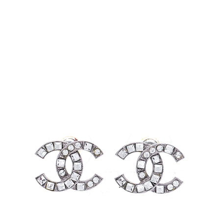 Chanel Baguette Crystal CC Earrings Silver 1 of 5