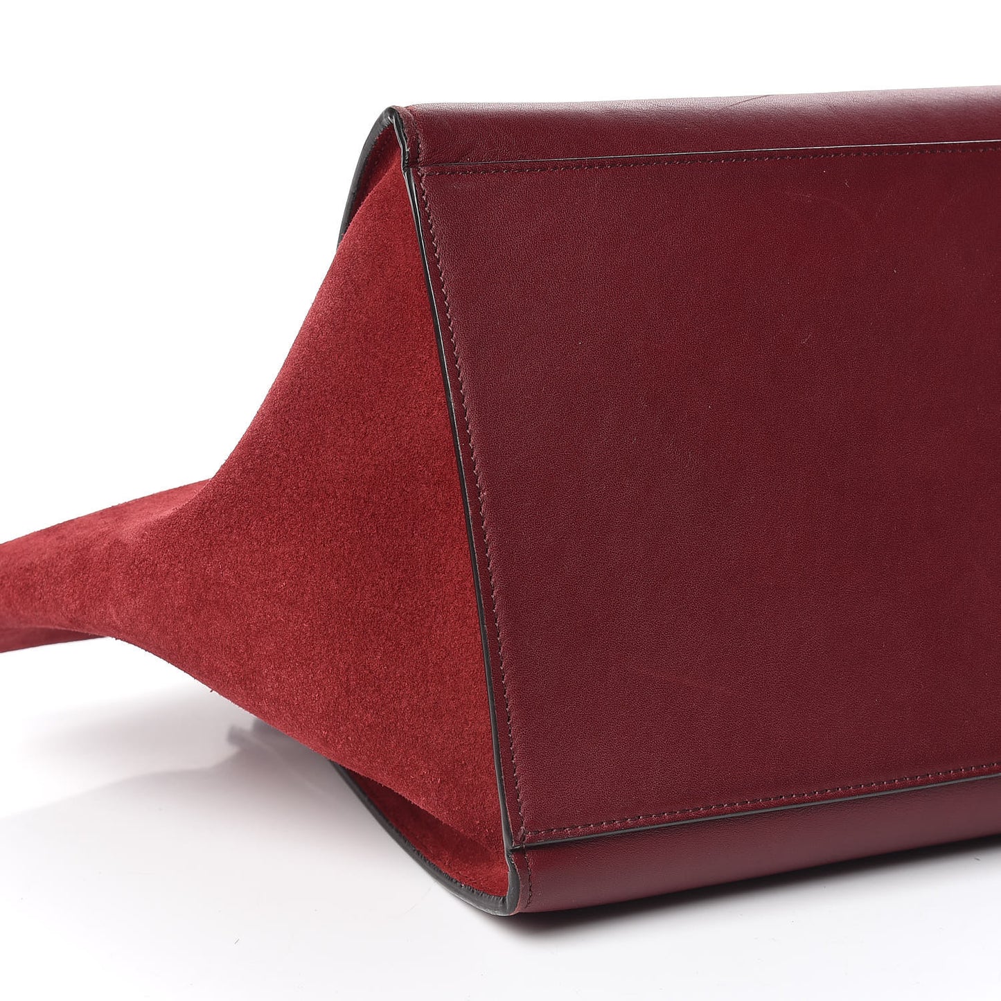Drummed Calfskin Suede Medium Trapeze Burgundy