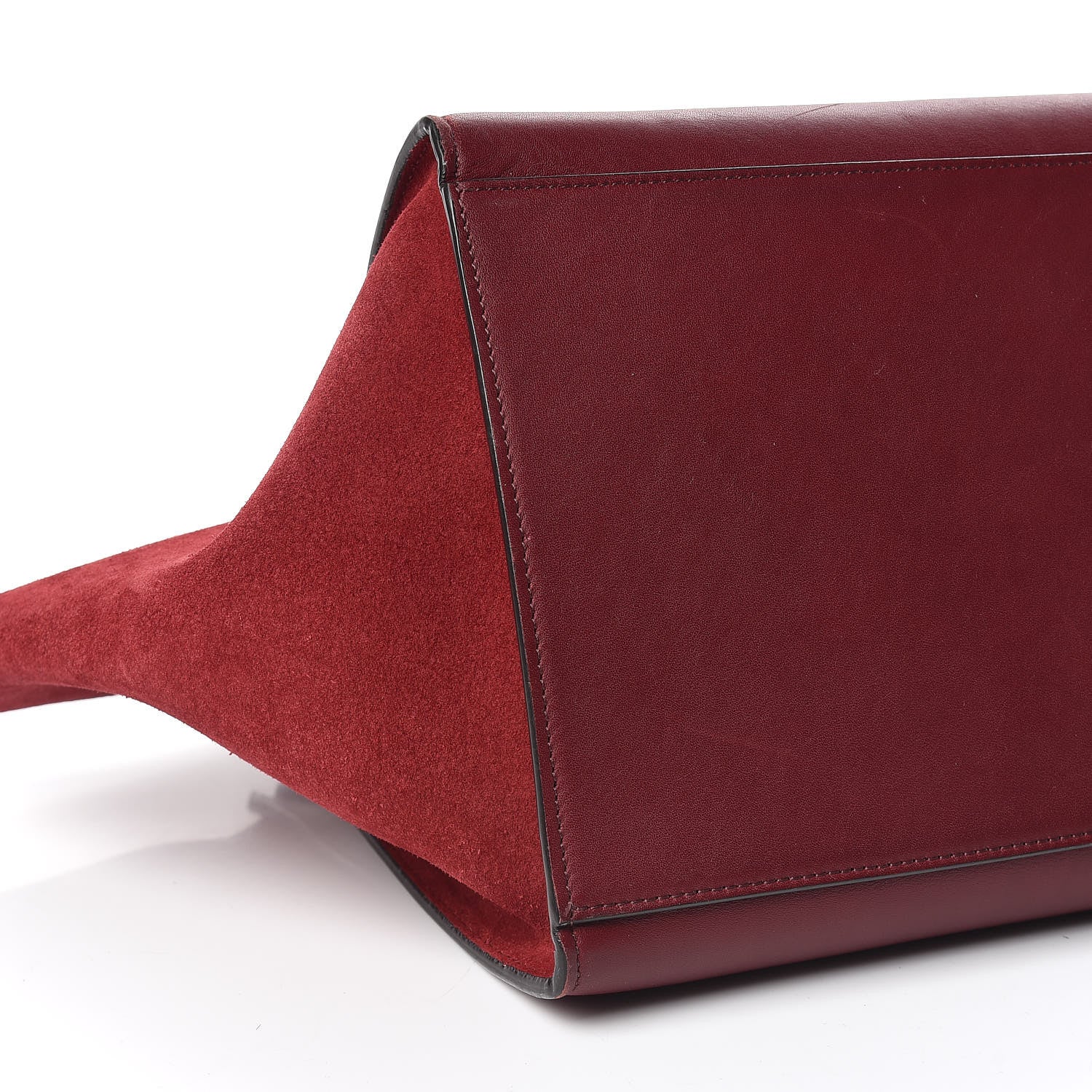 Celine Drummed Calfskin Suede Medium Trapeze Burgundy 8 of 13