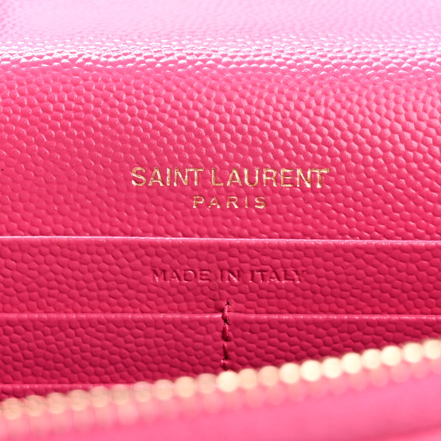Saint Laurent Grain De Poudre Matelasse Chevron Monogram Envelope Chain Wallet Fresh Fuchsia 6 of 14