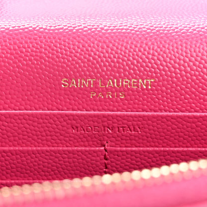 Saint Laurent Grain De Poudre Matelasse Chevron Monogram Envelope Chain Wallet Fresh Fuchsia 6 of 14