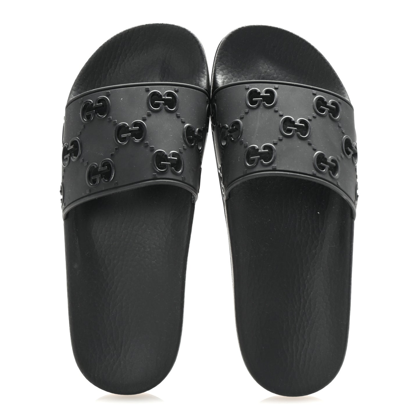 Rubber GG Monogram Perforated Womens Slide Sandals 39 Black