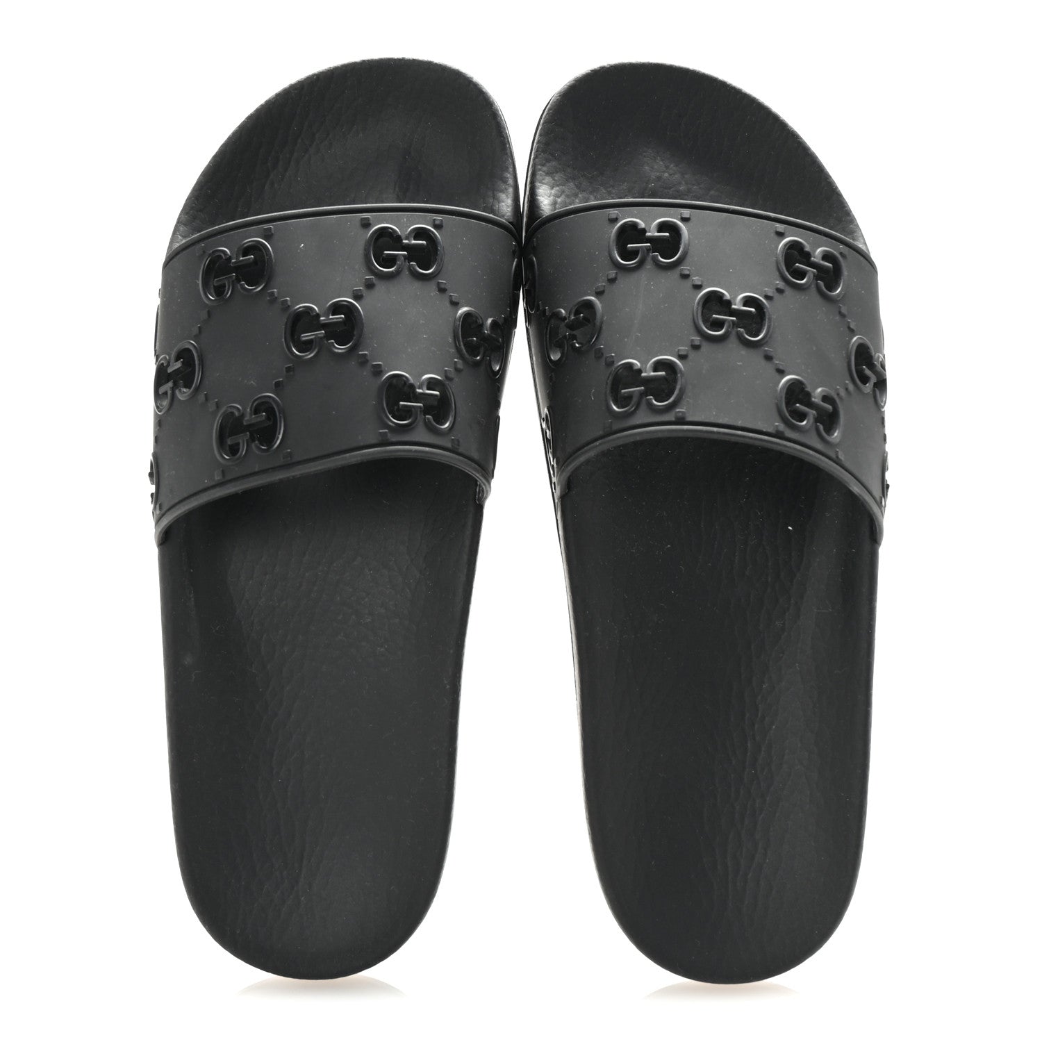 Gucci Rubber GG Monogram Perforated Womens Slide Sandals 39 Black 2 of 8