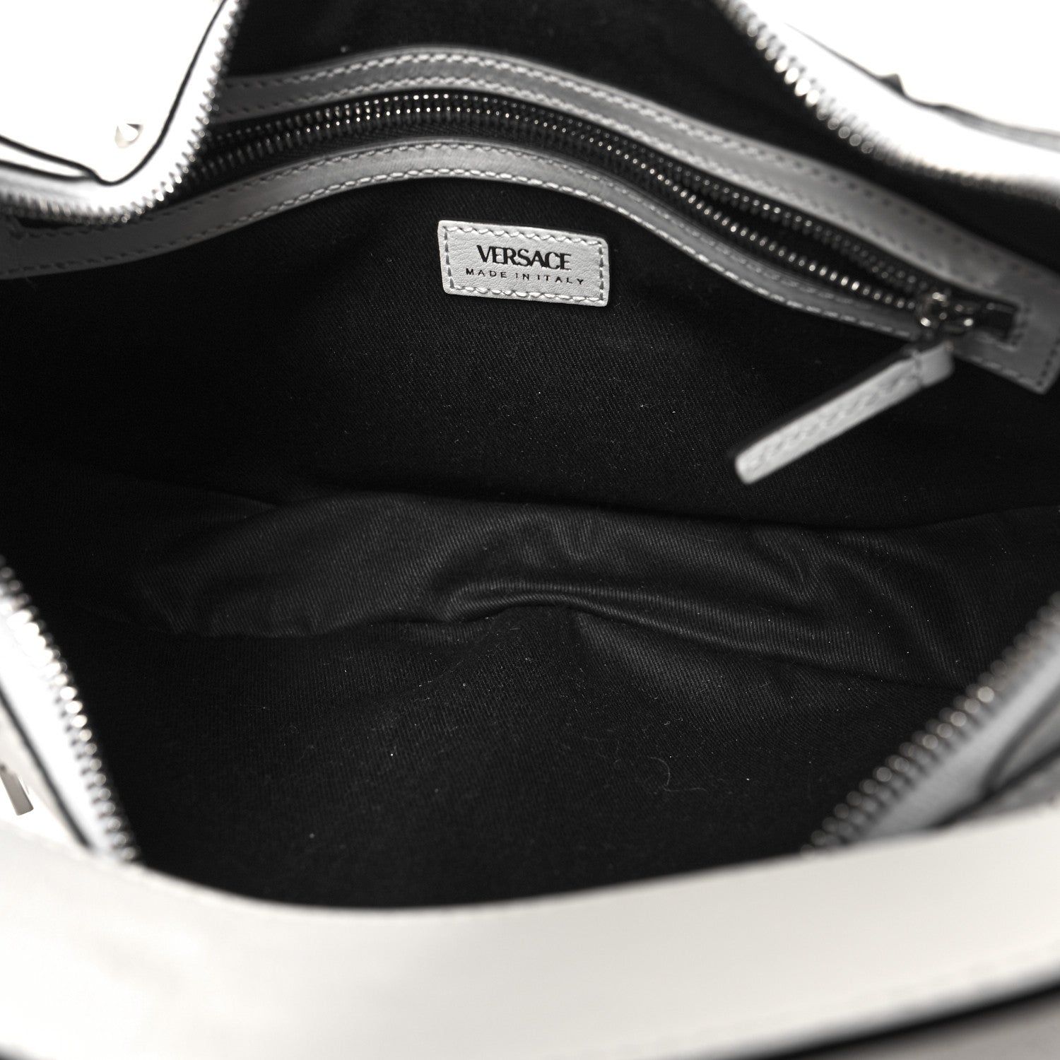 Versace Calfskin Studded Small Repeat Zip Hobo White 5 of 9