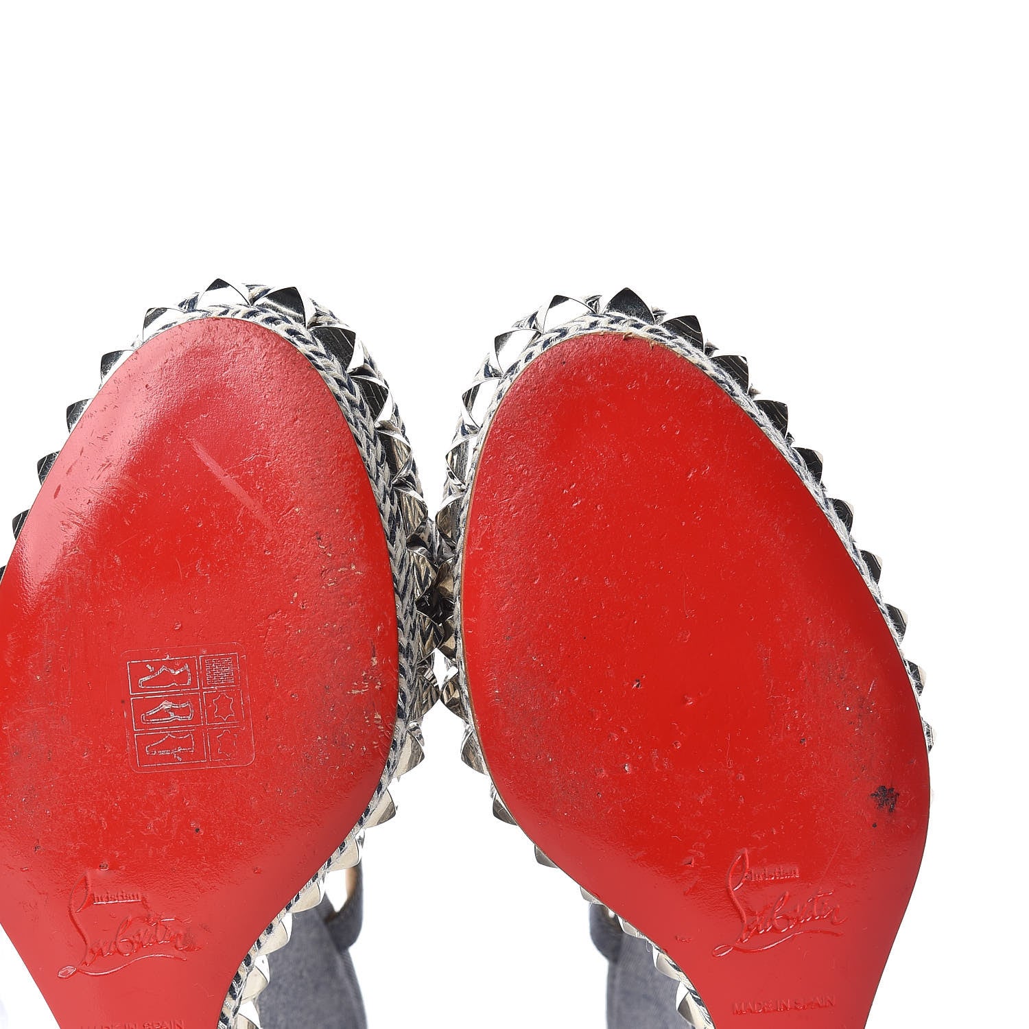 Christian Louboutin Denim Pyraclou 140 Wedge Sandals 40 Blue White 10 of 12