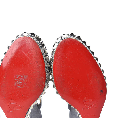 Christian Louboutin Denim Pyraclou 140 Wedge Sandals 40 Blue White 10 of 12