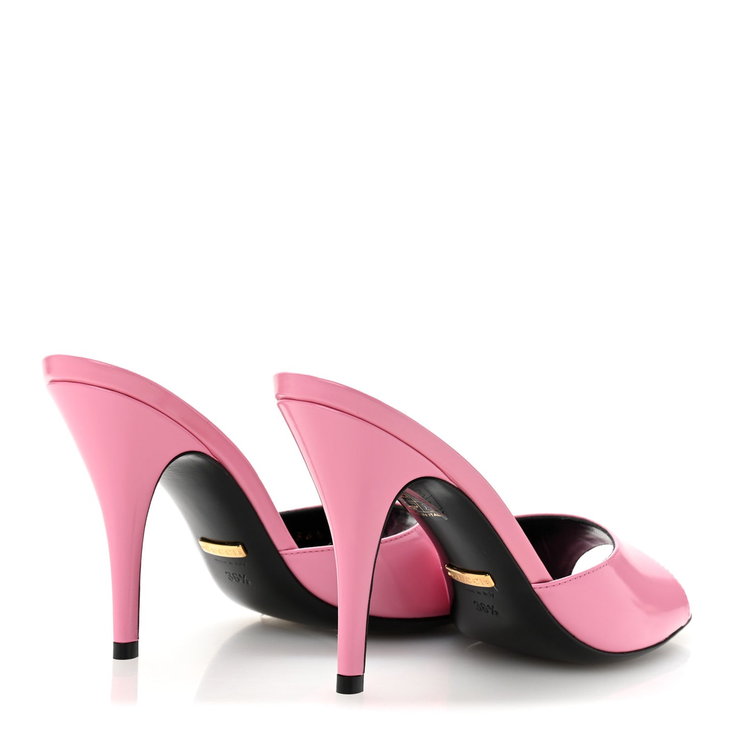 Polished Calfskin Scarlet Mid Heel Slide Sandals 36.5 Pink Plexi