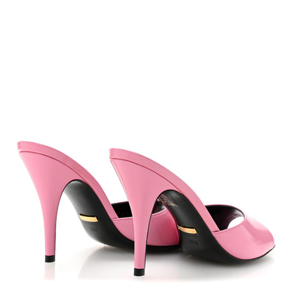 Gucci Polished Calfskin Scarlet Mid Heel Slide Sandals 36.5 Pink Plexi 5 of 10