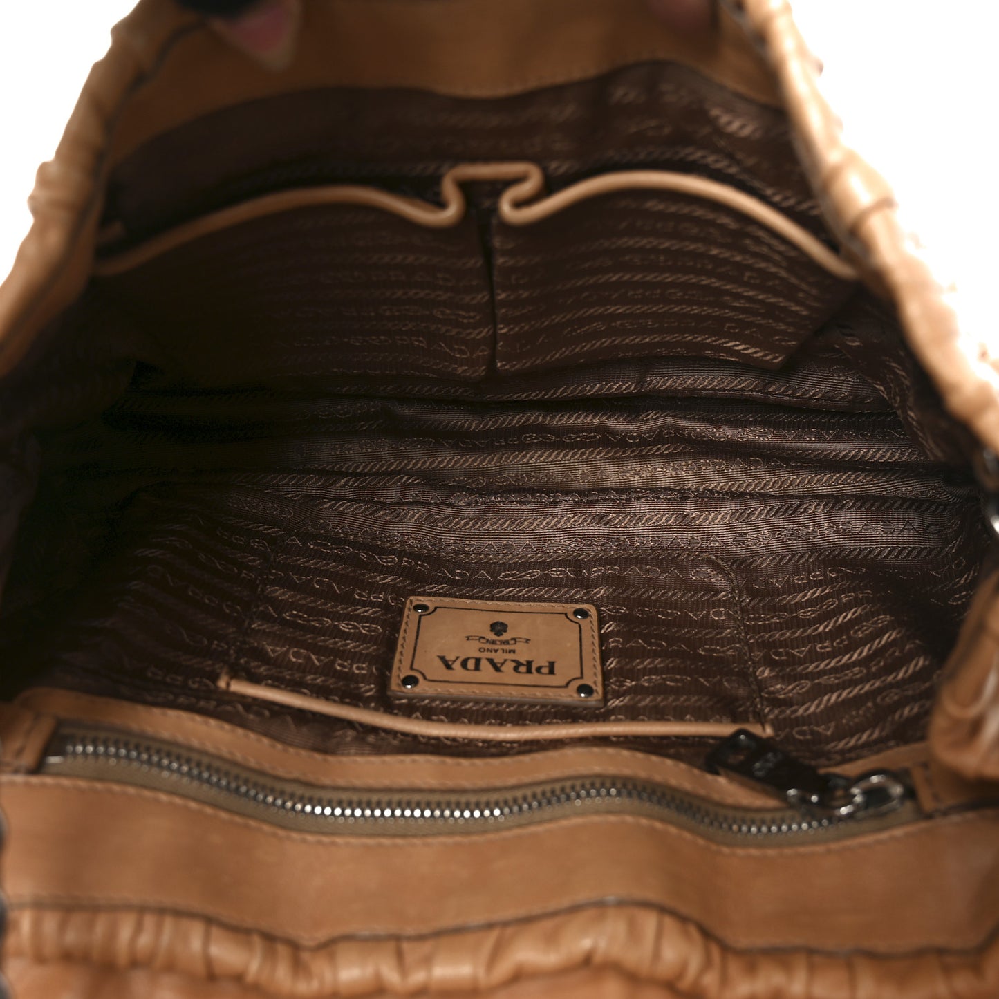 Nappa Gaufre Flap Chain Shoulder Bag Beige