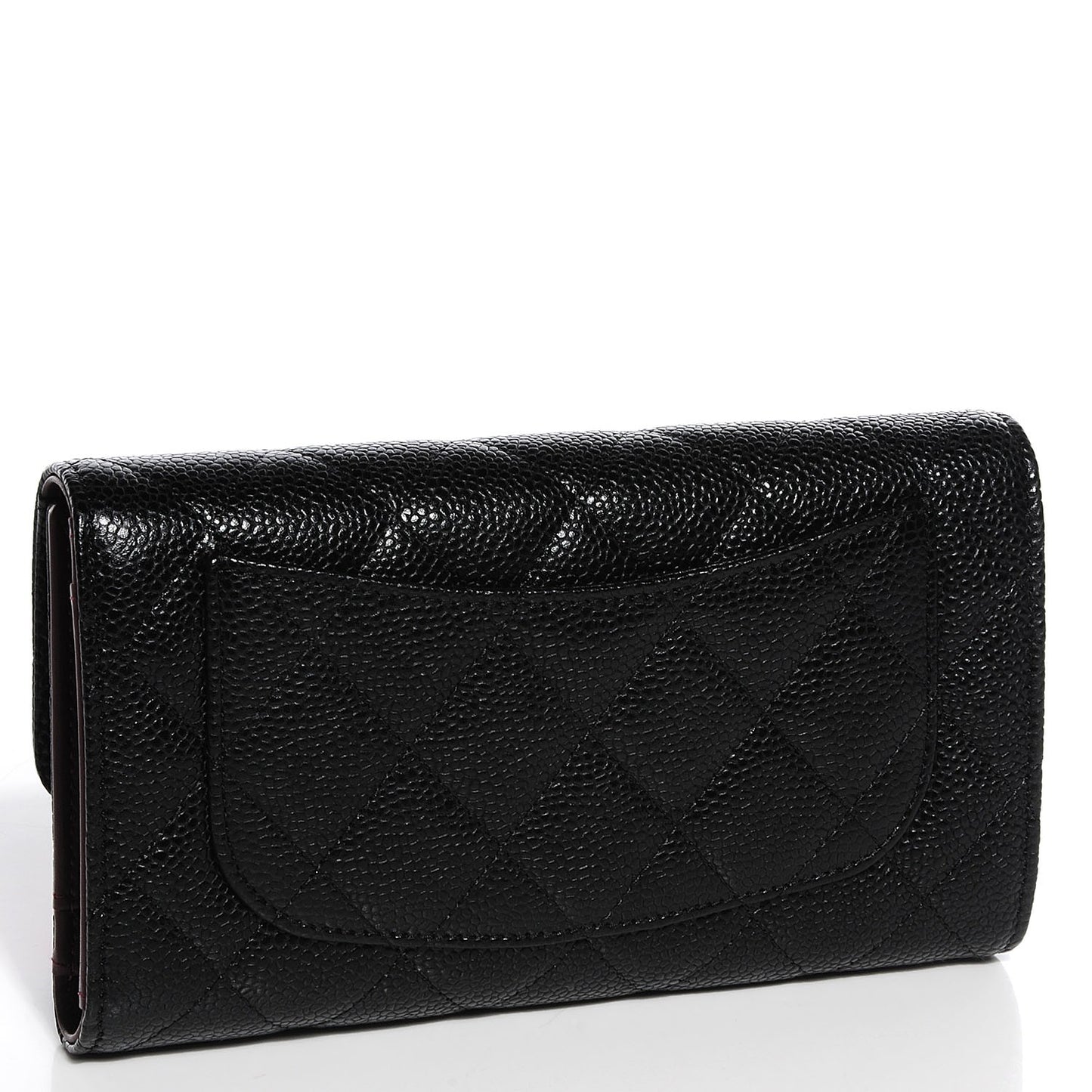 Caviar Quilted Large Flap Wallet Black