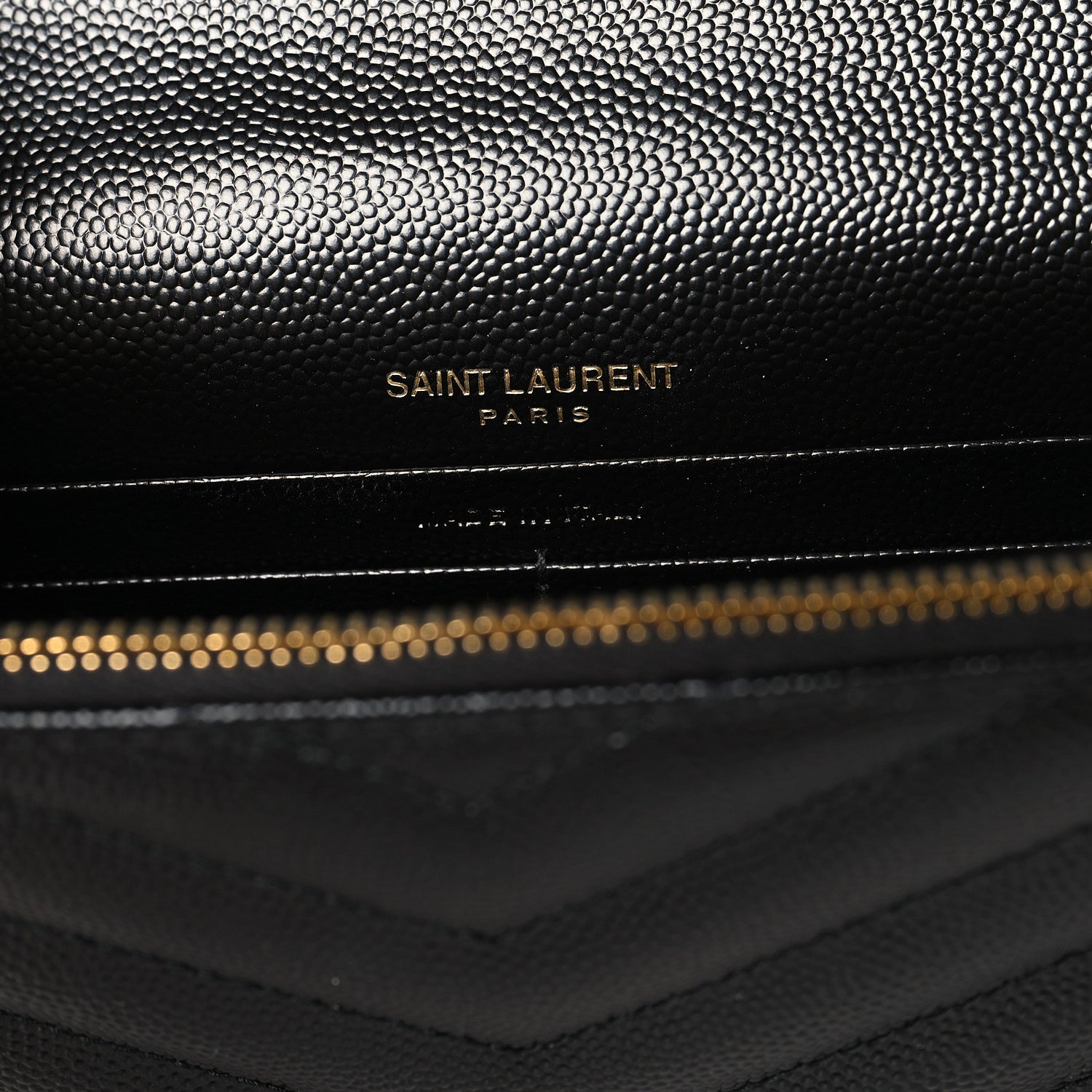 Saint Laurent Grain De Poudre Matelasse Chevron Monogram Envelope Chain Wallet Black 6 of 10