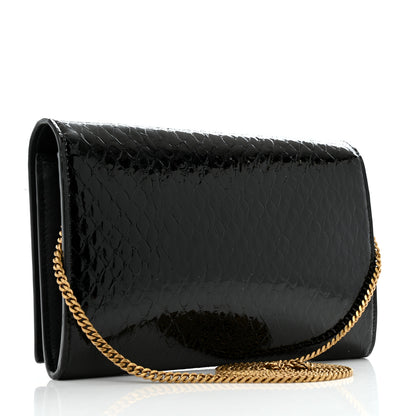 Saint Laurent Embossed Monogram Chain Wallet Black 3 of 15