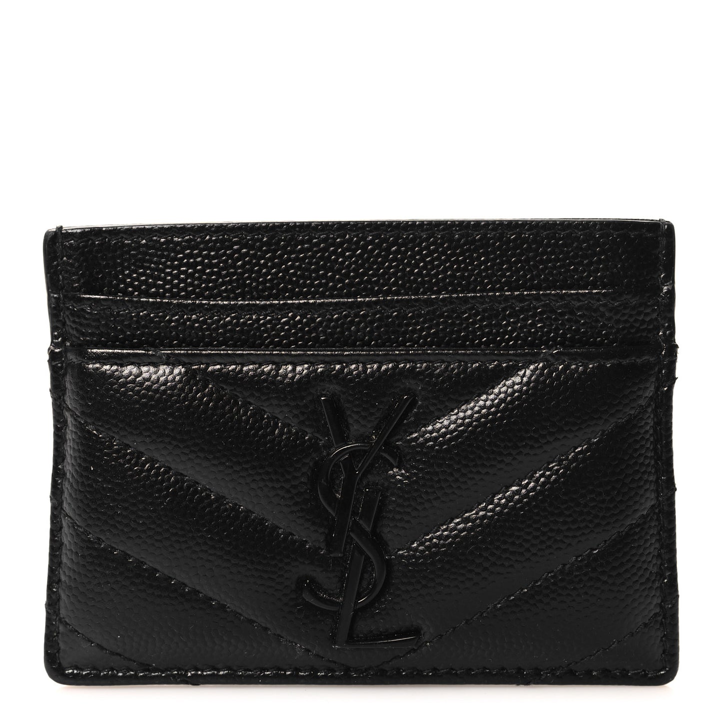 Grain De Poudre Matelasse Chevron Monochrome Monogram Credit Card Case Black