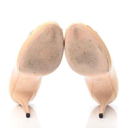 Gucci Malaga Kid Horsebit Peep Toe Pumps 39 Beige 7 of 9