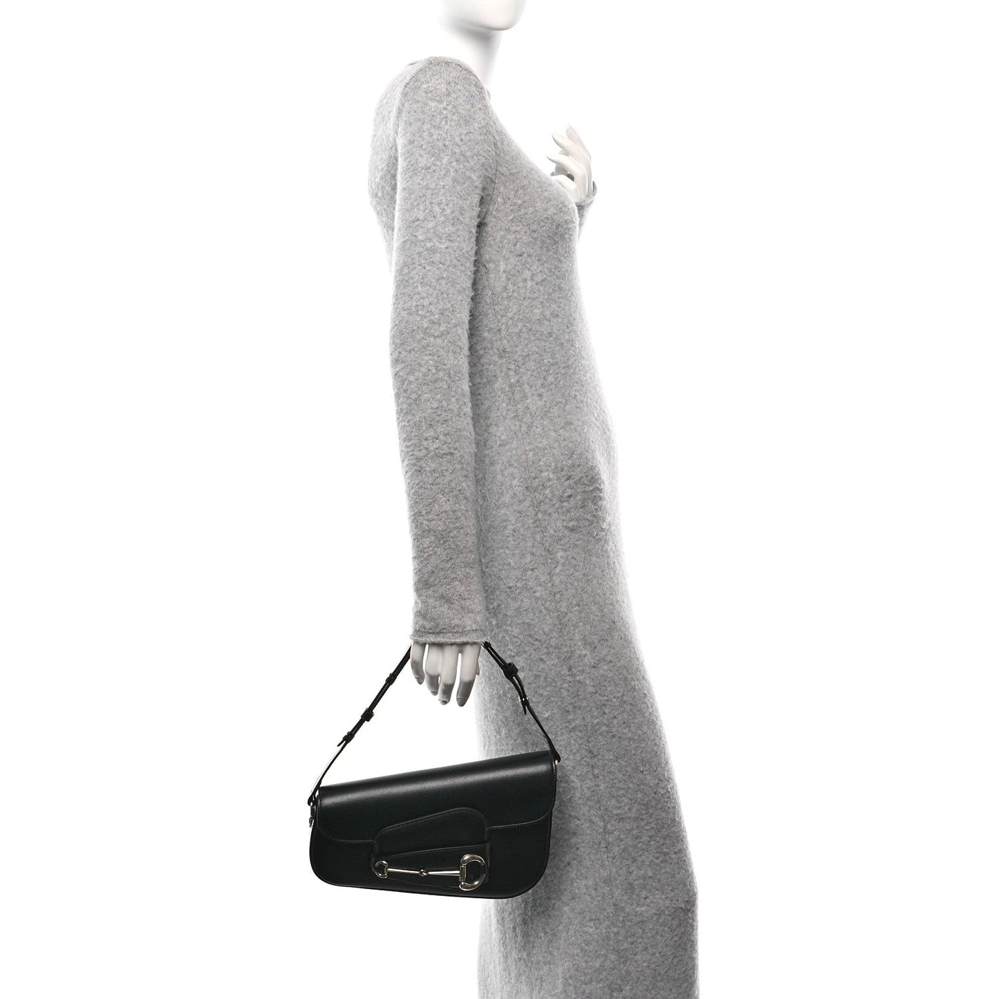 Azalea Calfskin Small Horsebit 1955 Asymmetric Shoulder Bag Black