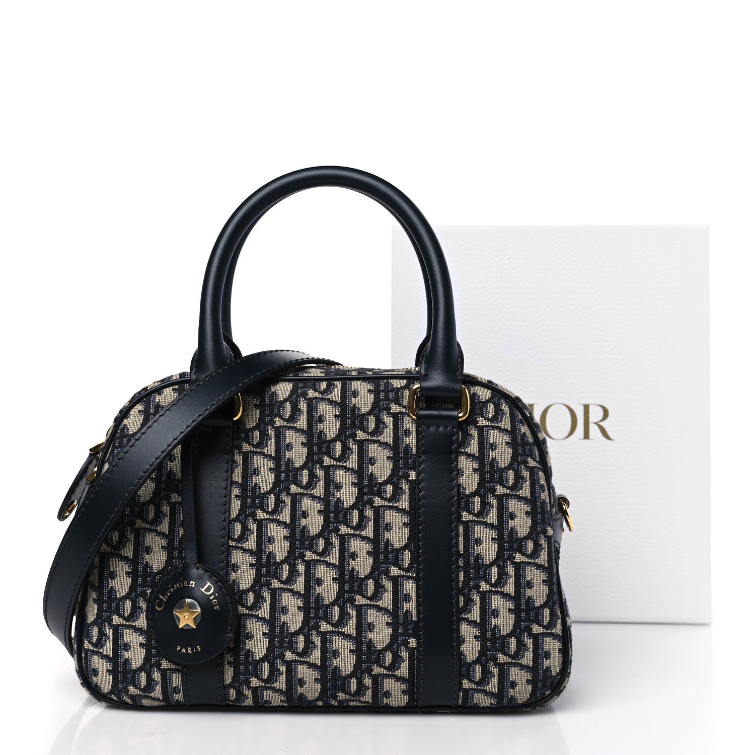 Christian Dior Oblique Medium D-Vibe Bowling Bag Blue 10 of 10