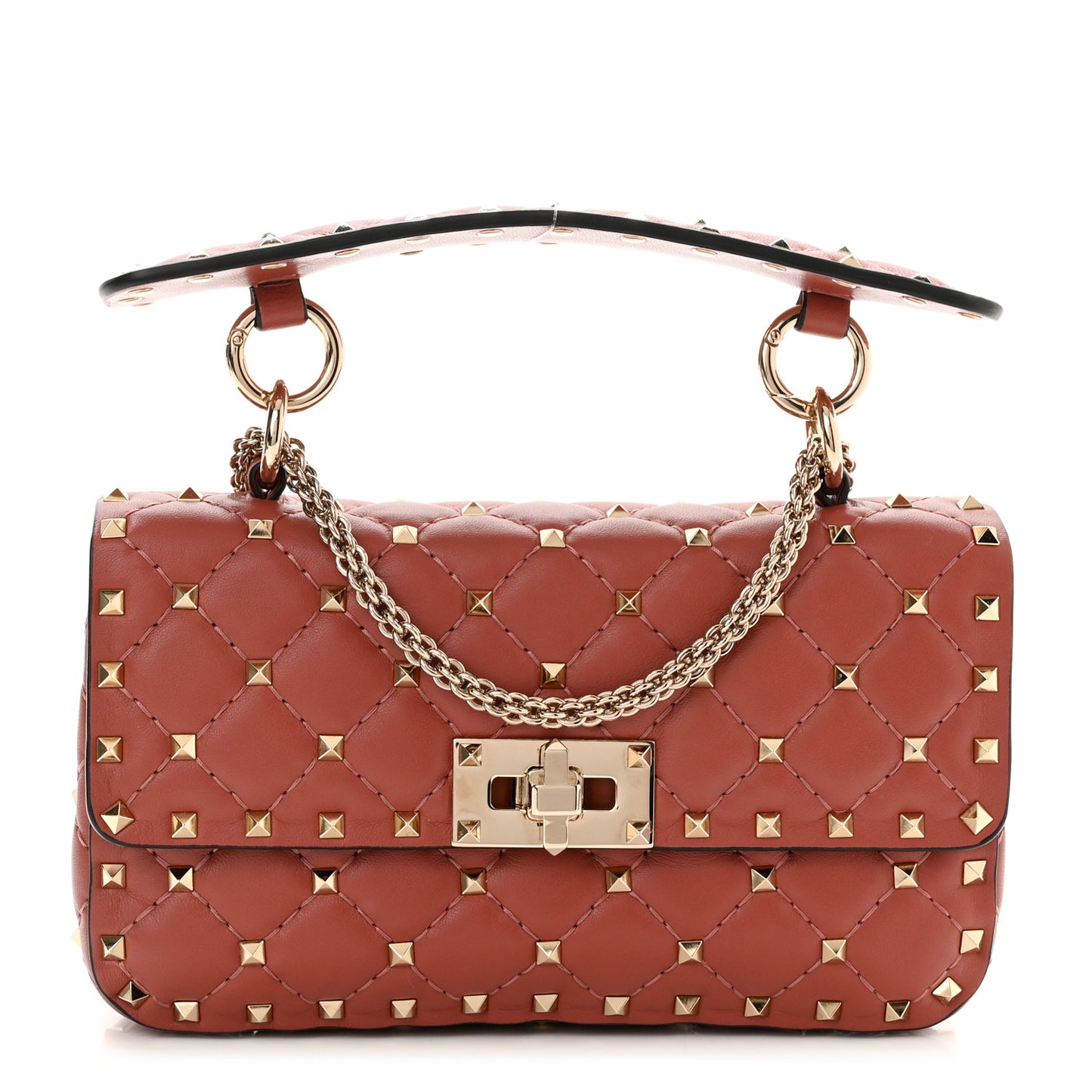 Nappa Small Rockstud Spike Shoulder Bag Gingerbread