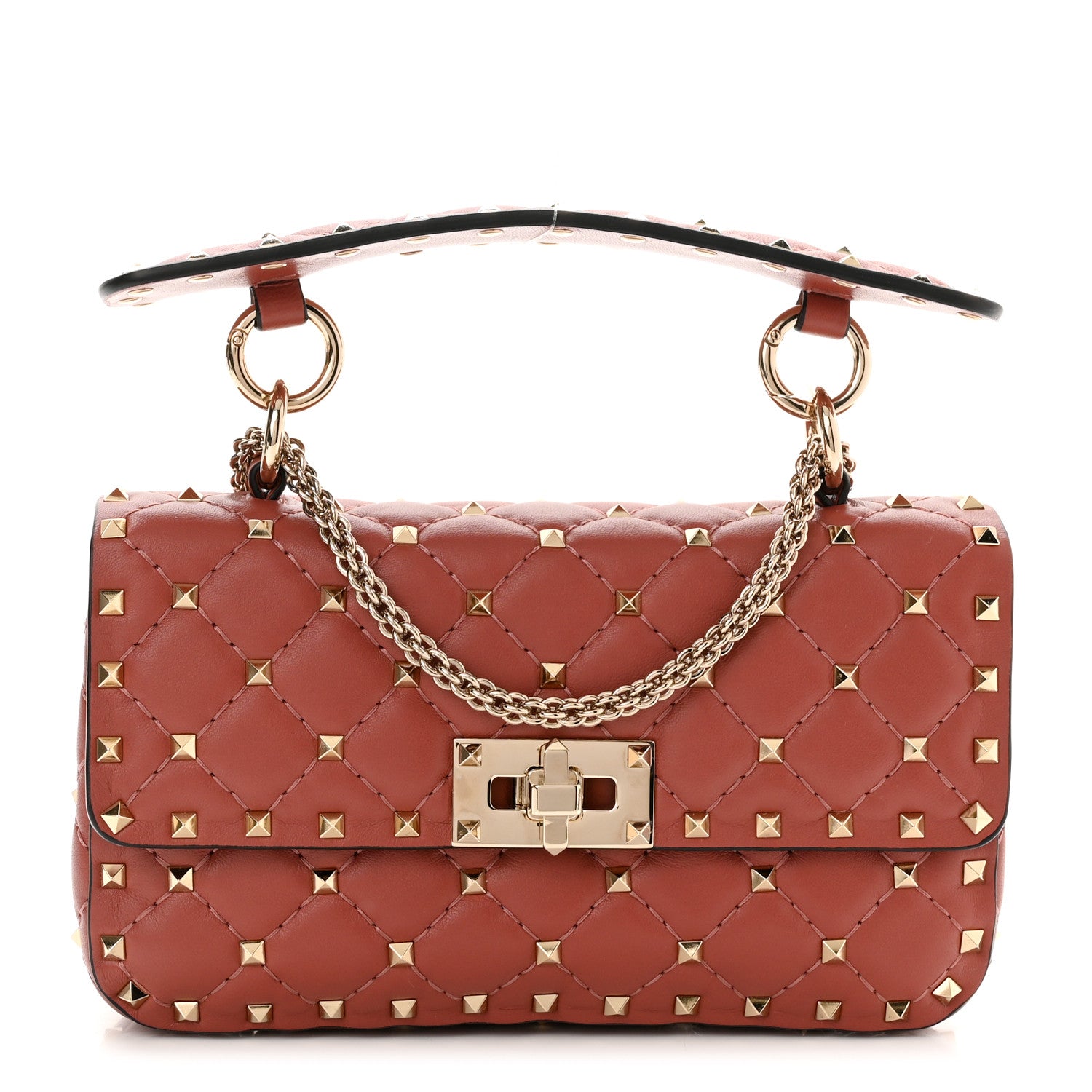 Valentino Garavani Nappa Small Rockstud Spike Shoulder Bag Gingerbread 1 of 9